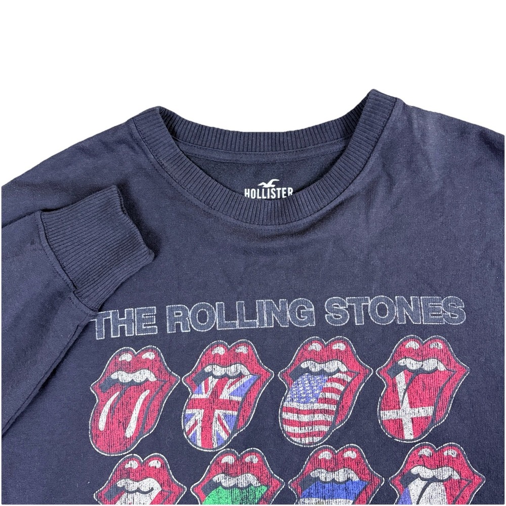 Hollister Mens Rolling Stones Sweatshirt Crewneck Pullover Graphic Rock Size M‎